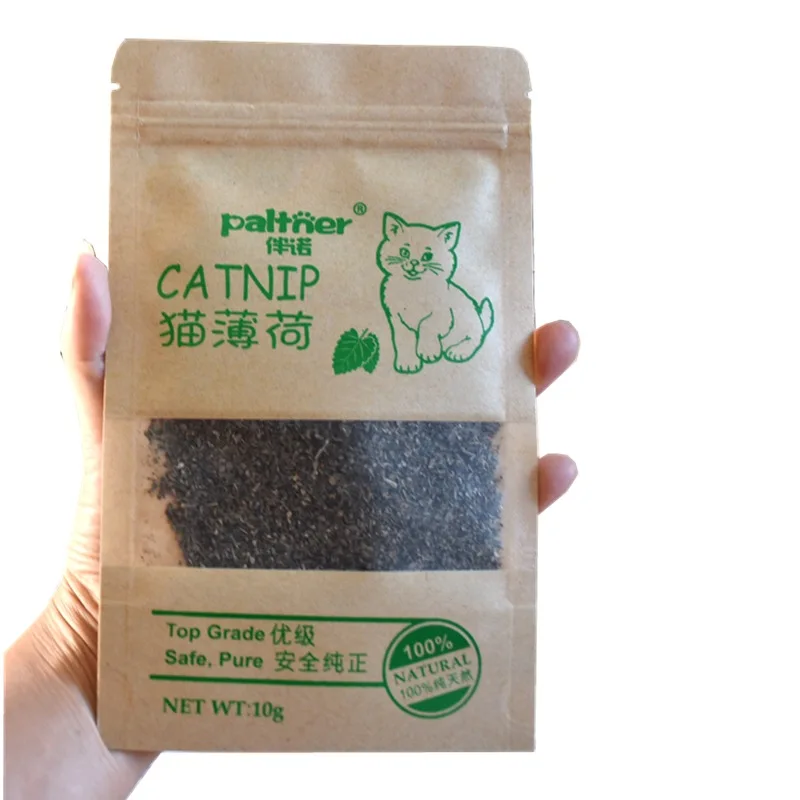 Organic Cat Catnip 100% Natural Cattle Grass Cat Mint Leaves 10g Menthol Flavor Funny Cat Training Treats Toys Cats Supplies