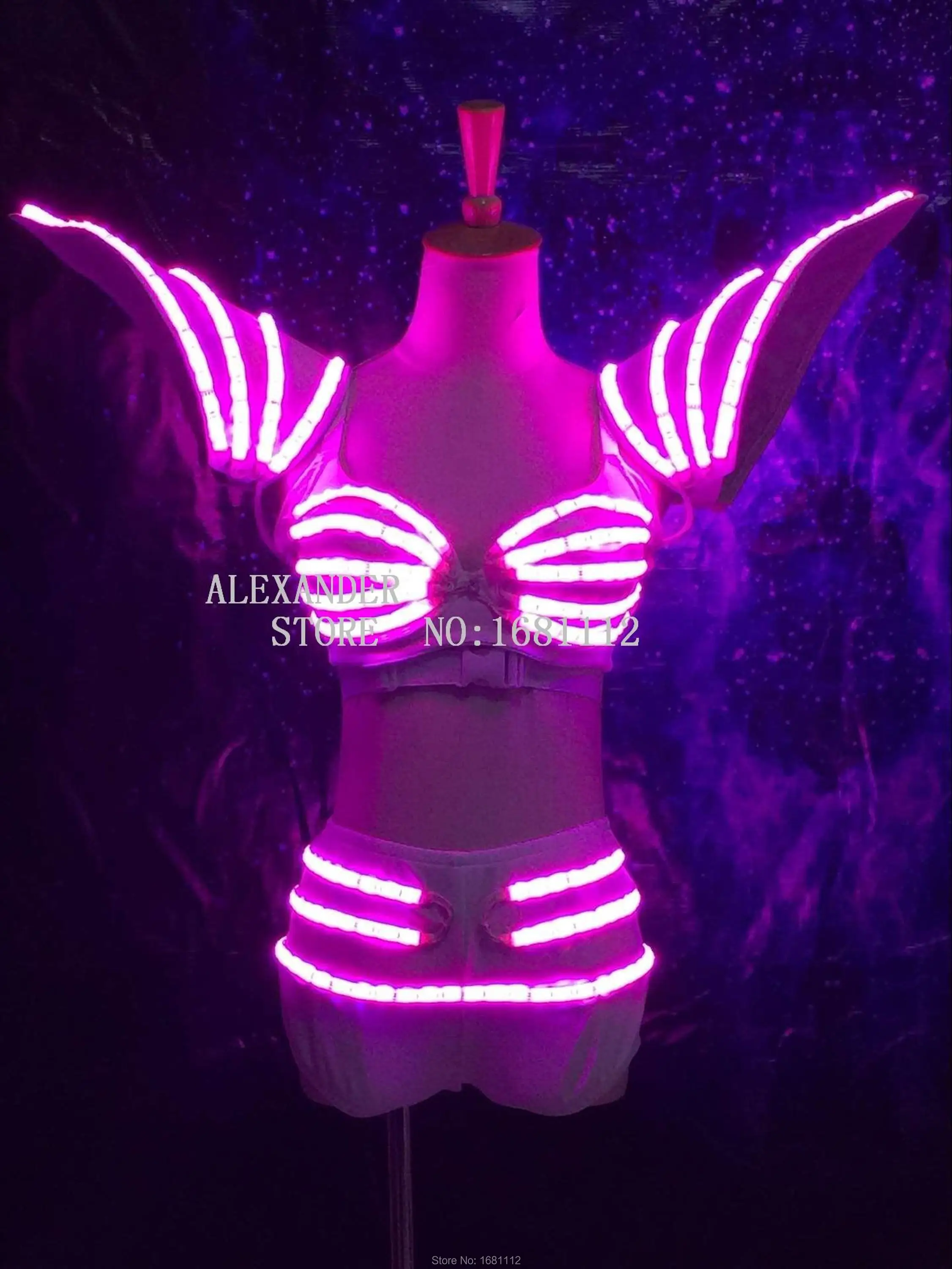 RGB Luminous Costume/ Woman Luminous Costume /LED Ballet Costume Party/Ladies Bra Luminous Shorts