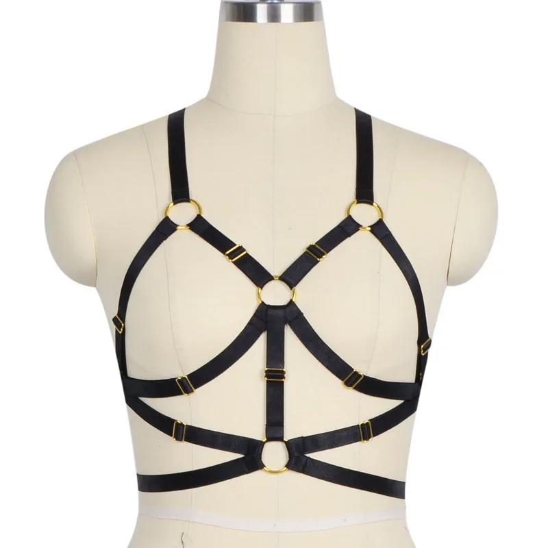 

Women's bra black body harness sexy lingerie spandex harajuku pastel gothic cage bra bondage harness bra