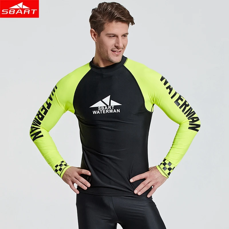 Men Long Sleeved Swimsuit Pair T-Shirt Sunscreen Clothes Super Elastic Swimming Diving Surfing UV Protection Beach Coat