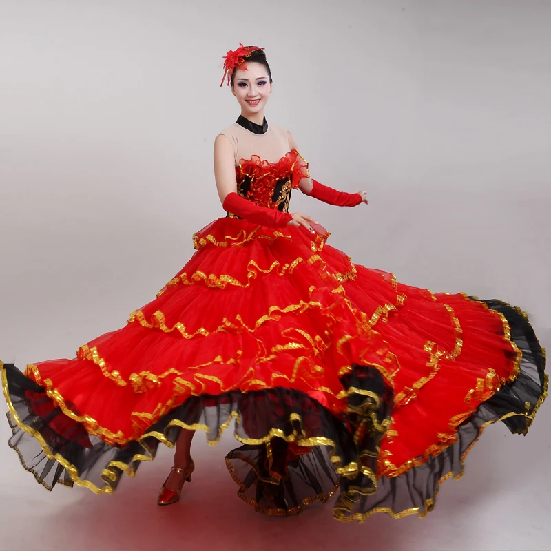 Flamenco Dress Spanish Costumes Women Flamengo Dancer Clothes Lady Ballroom Dancing Dresses Stage Performance Dancewear DN3046