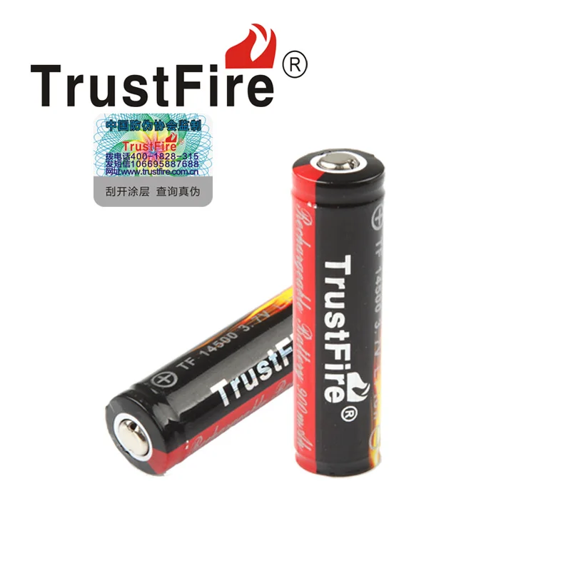 

10pcs Trustfire AA 14500 900mAh 3.7V Li-ion Rechargeable Battery with PCB Protection Board For Flashlight