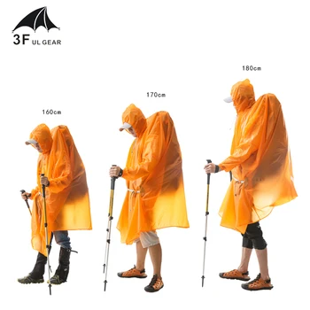3F UL Single Ponchon Ultralight Hiking Raincoat Outdoor Tarp Sun Shelter 15D Silicone 210T Taffeta