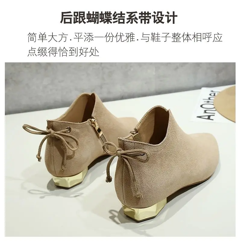 Newest Pointed Toe Women High Heel Boots Large Size Single Suede Zippers Female Ankle Boots Spring Women Boots