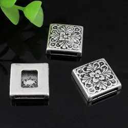 10pcs Fashion Square Flower Slider for Bracelet Necklace Cord Beads watch Chain Beads DIY Making Accessory 18mm Hole:13x2.5mm