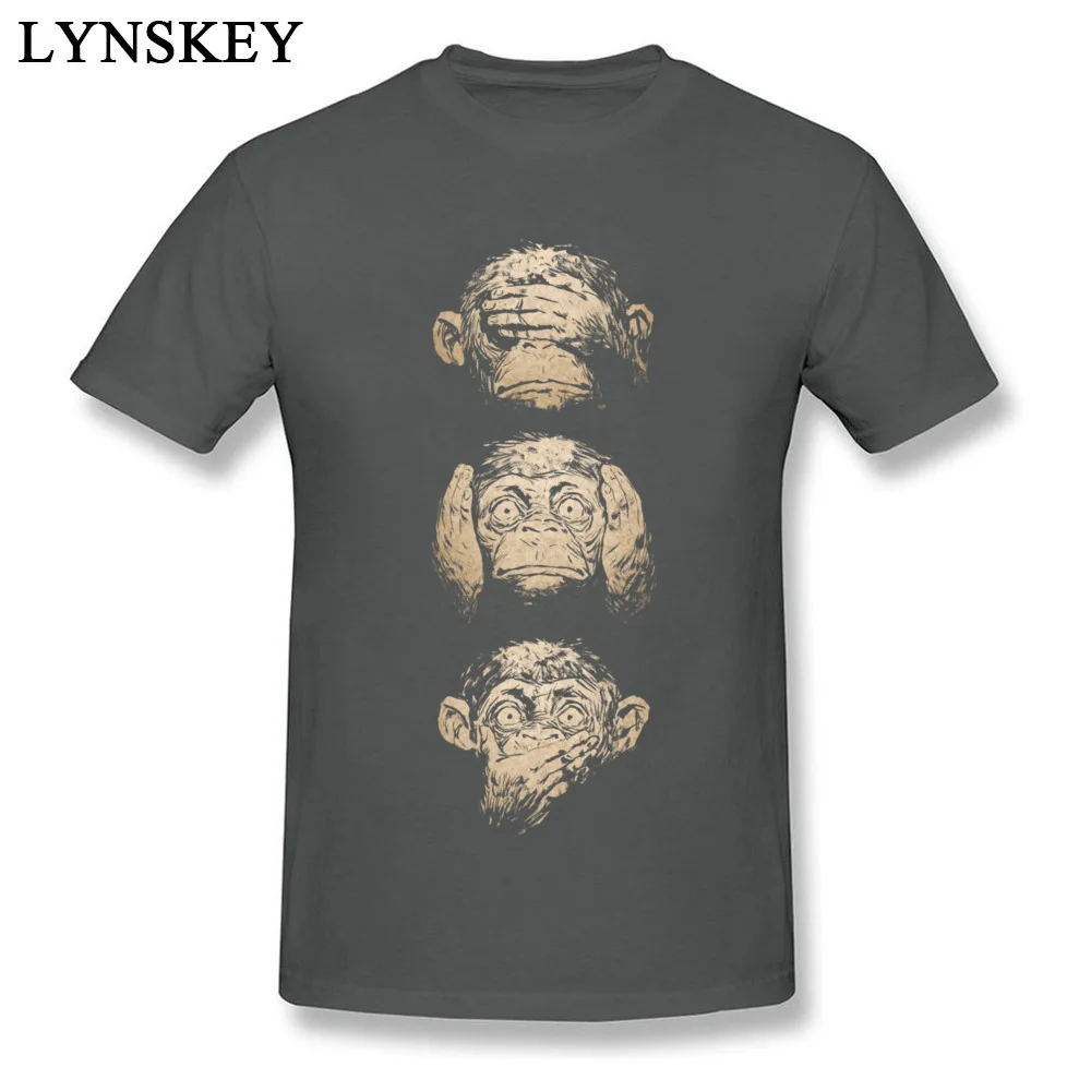 Wise Monkeys Funky T Shirt For Man Retro Painting Tees Top Cotton Fabric Short Sleeve Teens Customize