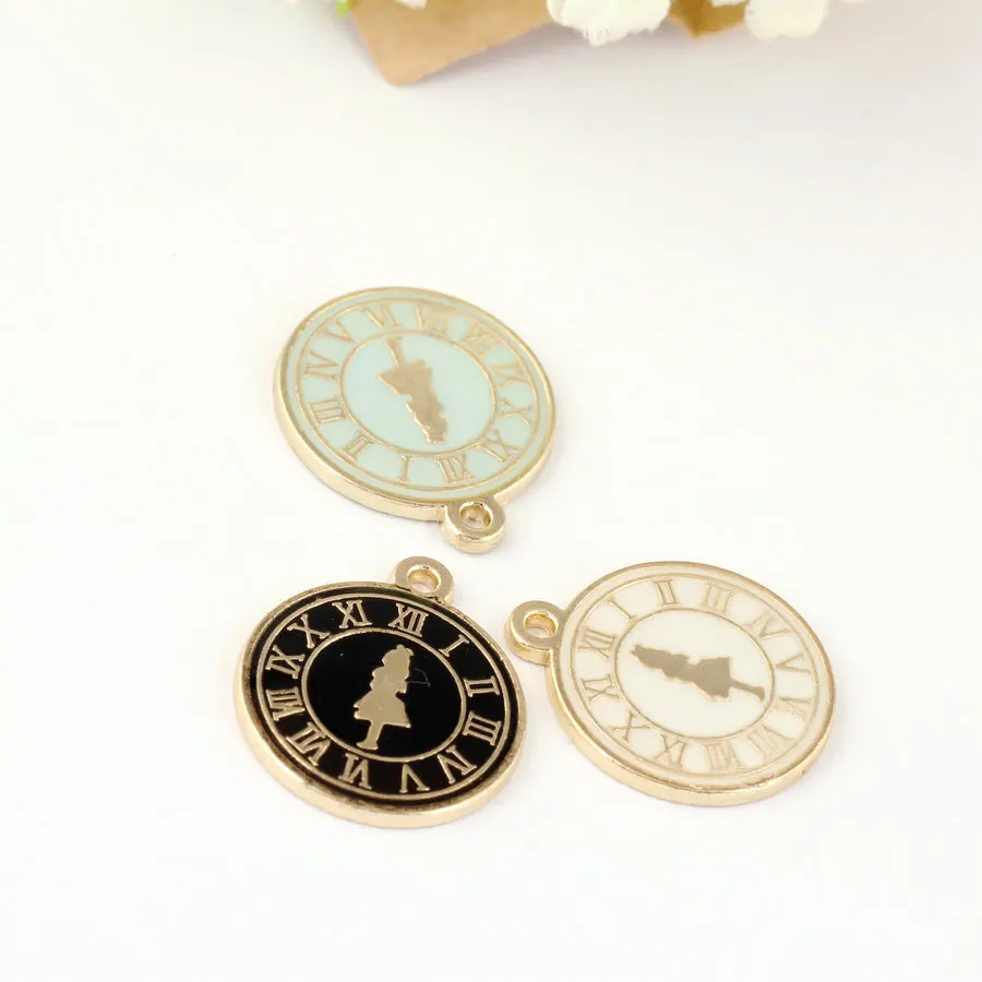 10pcs/lot 20*23mm Alice Girl Clock Accessories Watch Charms DIY Jewelry Necklace