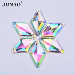 JUANO 18*30mm Sewing AB Crystal Rhinestones Flat Back Rhombus Crystal Strass Applique Fancy Acrylic Stones For DIY Crafts