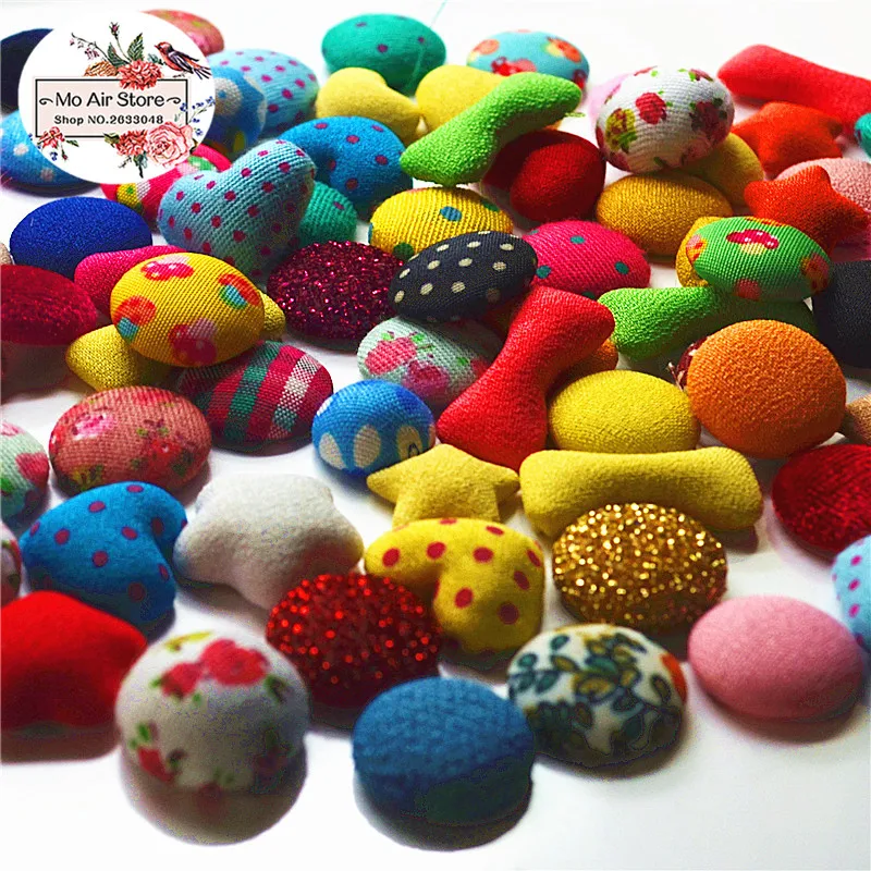 100pcs mix color mix size Flatback bottoni ricoperti in tessuto Home Garden Crafts Cabochon Scrapbooking Button accessori fai da te