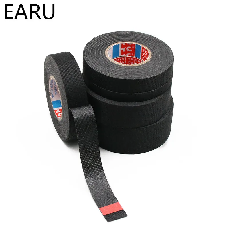 1pc Heat-resistant Adhesive Cloth Fabric Tape For Car Auto Cable Harness Wiring Loom Protection Width 9/15/19/25/32MM Length 15M