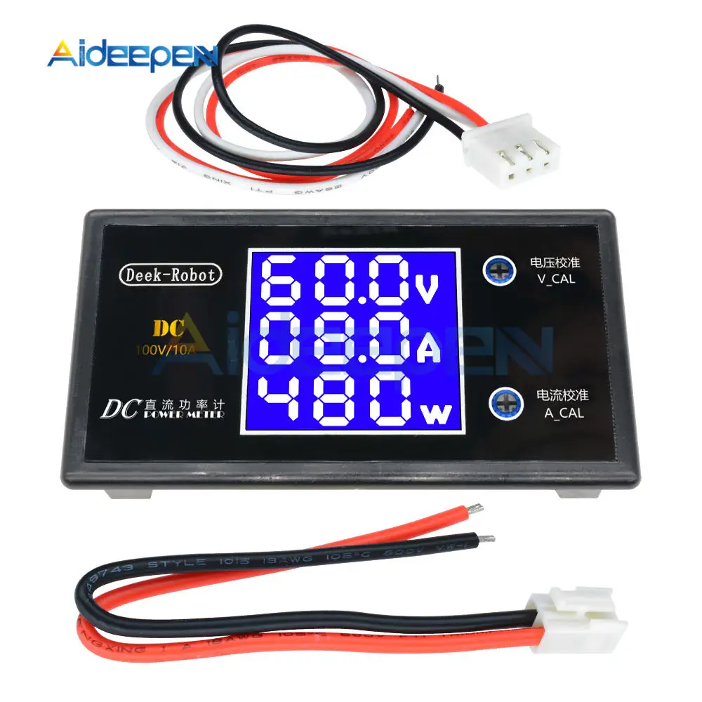 DC 0-100V 0-50V 5A 10A LCD Digital Voltmeter Ammeter Wattmeter Voltage Current Power Meter Volt Detector Tester 250W 1000W