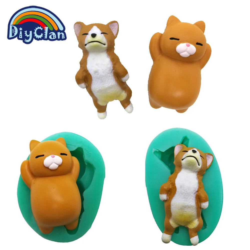 New 2 Cartoon Cat silicone fondant cake decorating tools animal candy making dog modeling chocolate mold sugarcraft clay mould