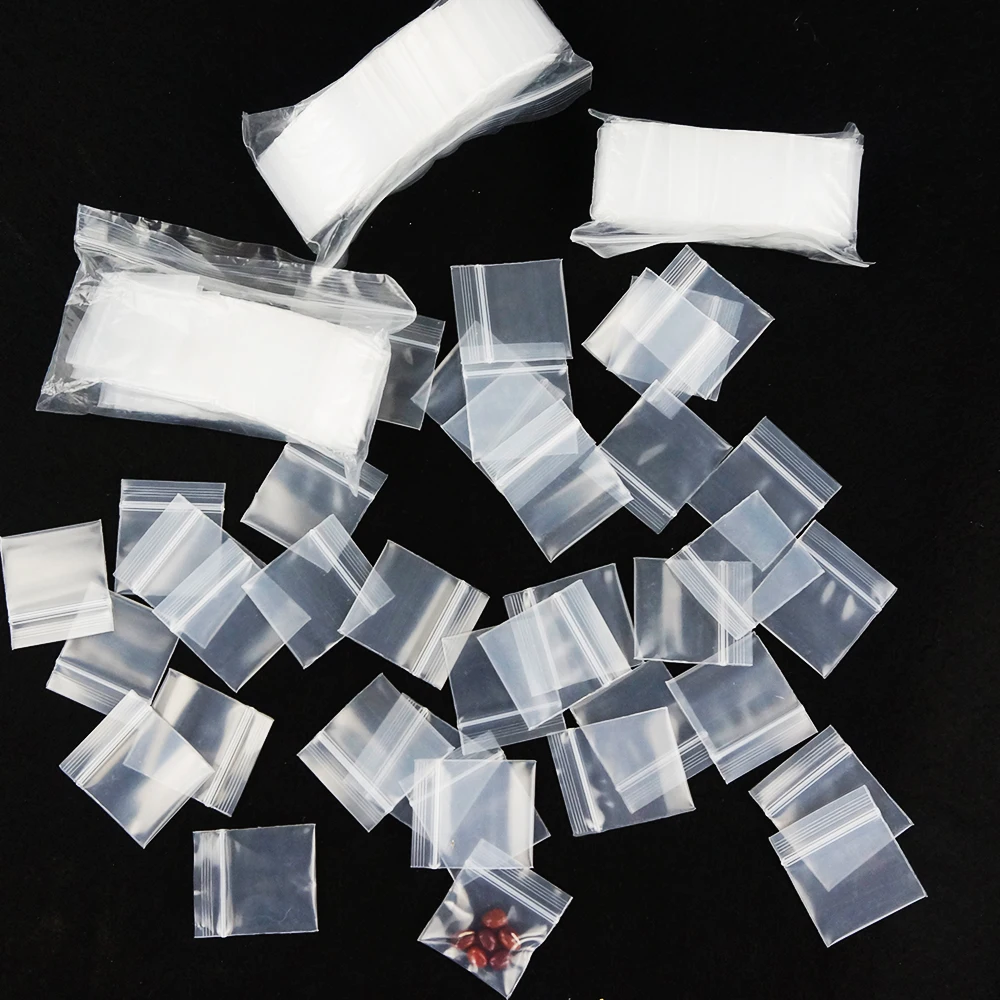 4x5cm Small Bag 1000pcs Clear Super Thicker PE Mini Ziplock Bags Ring/Crystal Plastic Packing Pouch Zipper Reusable Seed Package