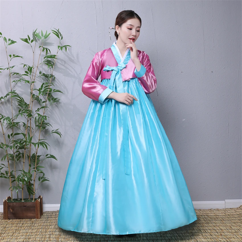 Hanbok-vestido de moda coreana para mujer, traje tradicional para actuaciones en escenario, corte, Festival, ropa asiática Vintage