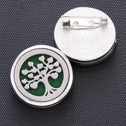 Aromatherapy stainless steel Tree of life Perfume Aroma Diffuser Locket Essential Oil Diffuser Brooches with 1pcs Pad