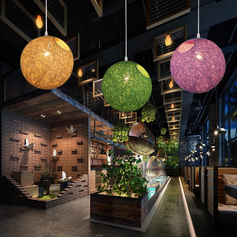 Vintage Wicker Pendant Light E27 Bulb Dinning Room Sitting Room Industrial Loft Nordic Classical Indoor Lighting Pendant Lamp