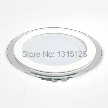 Modern design with glass 6W/12W/18W LED ceiling recessed downlight / Round panel light kitchen light bulb lamp free shipping