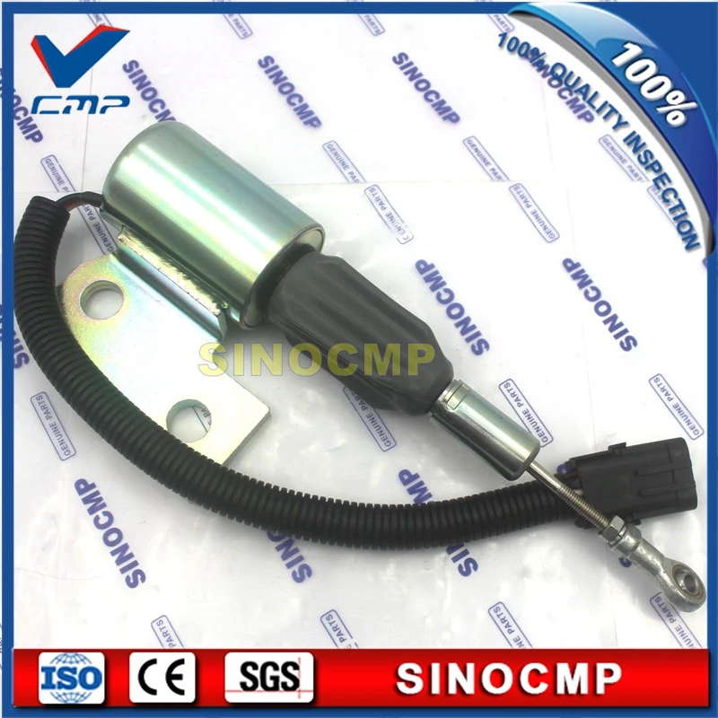 SINOCMP 24V fuel stop solenoid 3964628, SA-4941-24 for Cummins 4BT shutdown shut off flameout solenoid