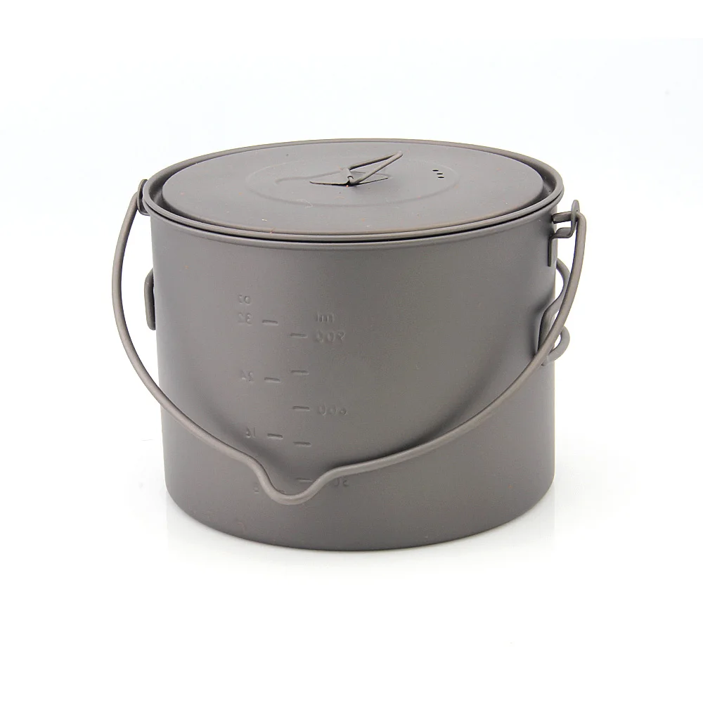 TOAKS POT-1300-BH Titanium Bowl Titanium Pot Hanging Pot With Cover Outdoor Camping Cookware 1300ml