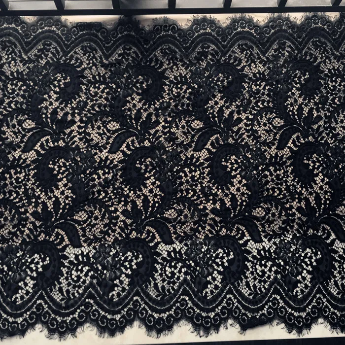 Tela de encaje suave de pestañas de red romántica, blanco y negro, vestido de novia, muñeca artesanal, 3 metros - details 0