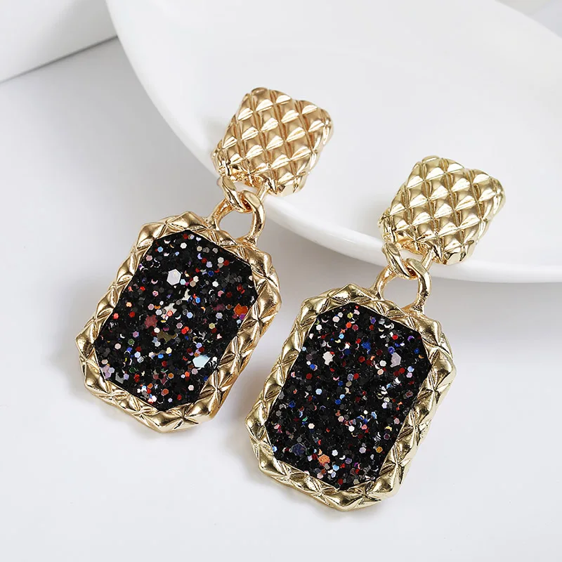 F31 Metal Multicolored Drop Dangle Earrings For Women Geometric Wedding Party Vintage Earring Female Bohemian Bijoux
