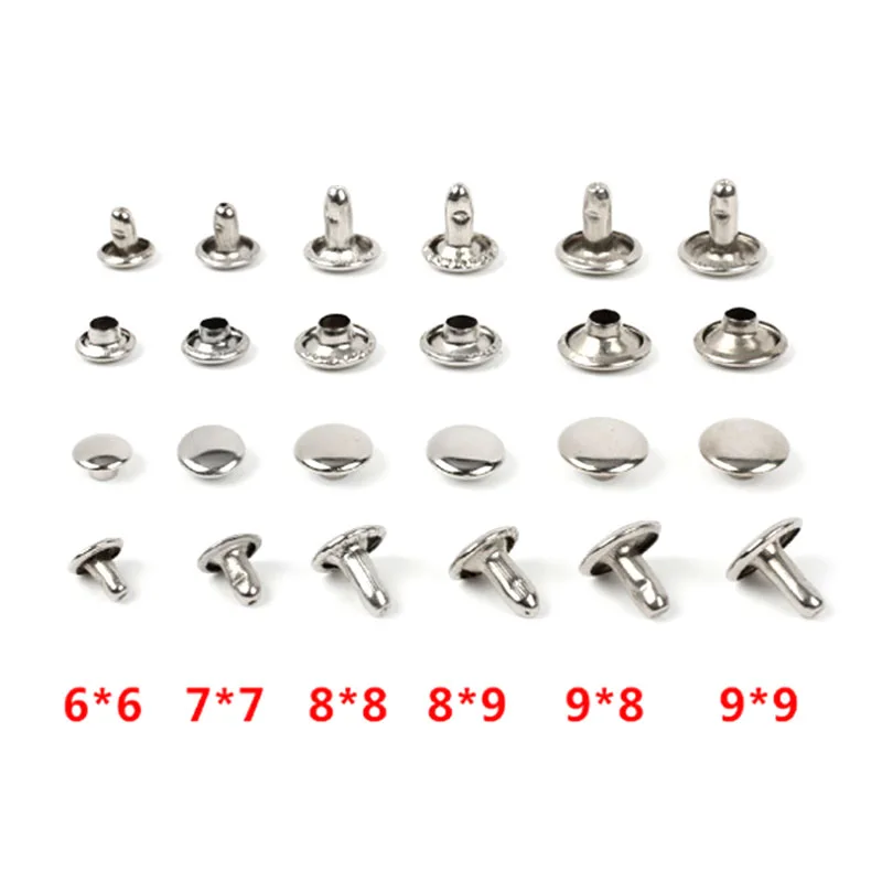 

1000pcs/set Metal Double Cap Rivets Stud Rivet Collision Nail Spike Leather Craft Repair DIY Accessory 5mm 6mm 7mm 8mm 10mm 12mm