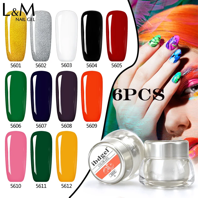 Excellent Ink 6 Pcs Kit  Painting Gel nail polish uv nail paint gel Well Packed Beautiful Bright Colors ibdgel brand drawing gel