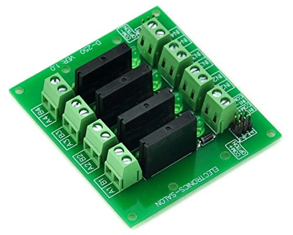 Electronics-Salon DC24V 4 Channels DC-AC 2Amp G3MB-202P Solid State Relay SSR Module Board.