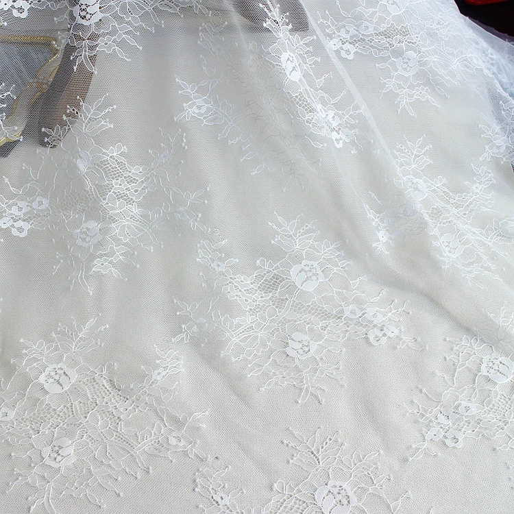 

5yards Lace Fabric Ivory Graceful Eyelash Floral Wedding Bridal 62" width for Diy craft sewing