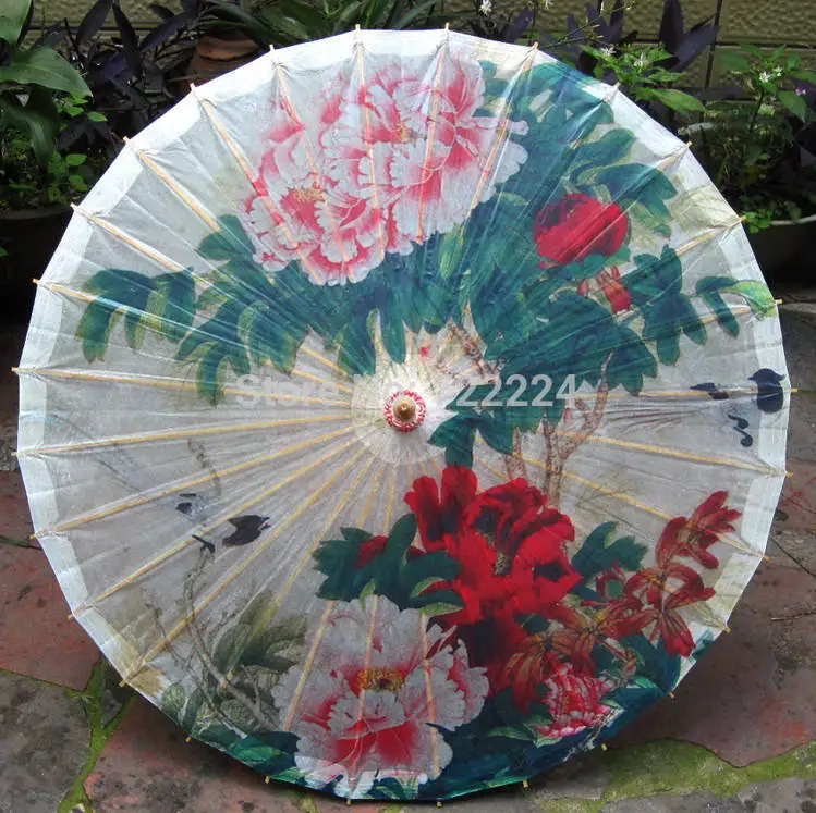 Free shipping chinese ink blooming peony painting oiled paper umbrella waterproof parasol decoration props dance gift umbrella