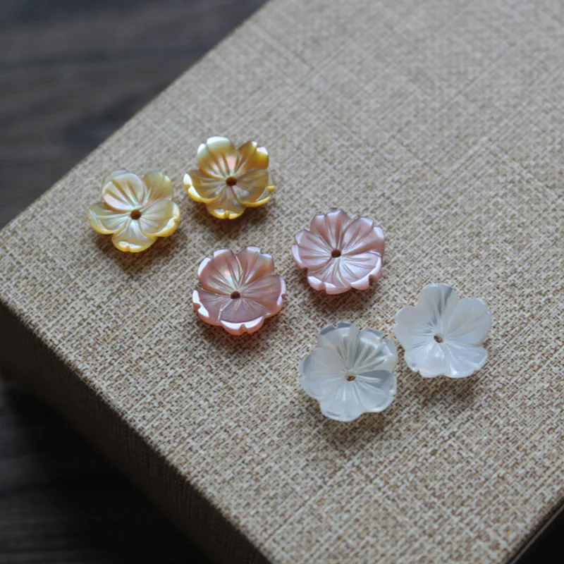 FishPeach 10 개/몫 8-10 미리메터 화이트 자연 어머니 진주 꽃 조개 돌 쉘 비즈 Diy 보석 만들기 액세서리
