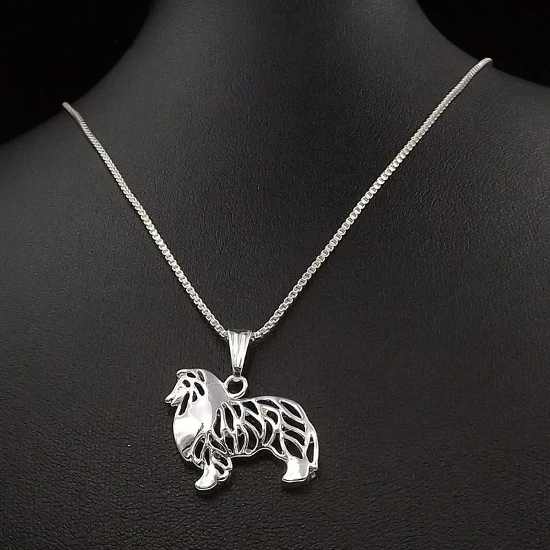 Hot Sale Lovers Pet Metal Pendant Necklaces Women\'s Standing Shetland Sheepdog Necklaces Drop Shipping