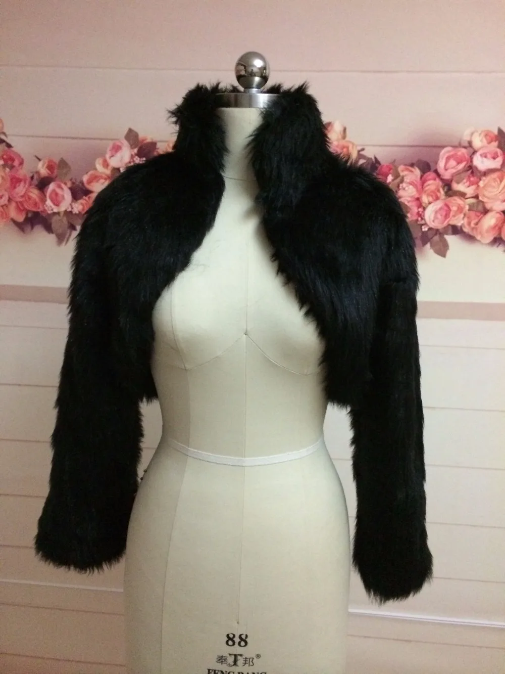 Casaco preto Faux Fur para damas de honra, envoltório nupcial, jaqueta de manga comprida, xale, estola, Bolero, Marfim Fake Fur, moda