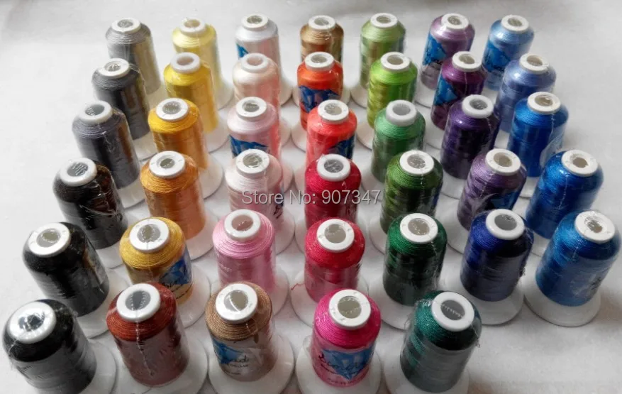 

Popular Brother color embroidery thread 500m/cone 40 assorted colors for any embroidery machines get 5 free plastic bobbins