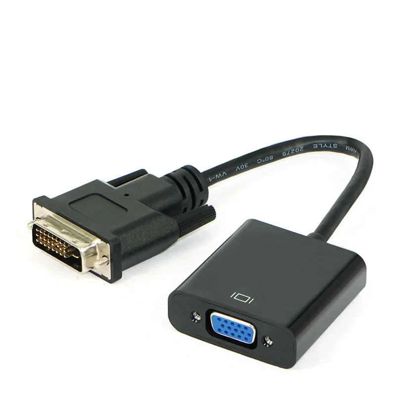 DVI - VGA cable, DVI-D to VGA, HD 24+1 Male lnsert to VGA Female lnsert, 15-hole adapter cable