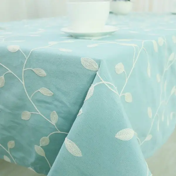 Embroidered Cotton Table Cloth Crochet Leaf Tablecloth Embroidery  Dustproof Square Rectangular Dinning Table Cover Home Textile