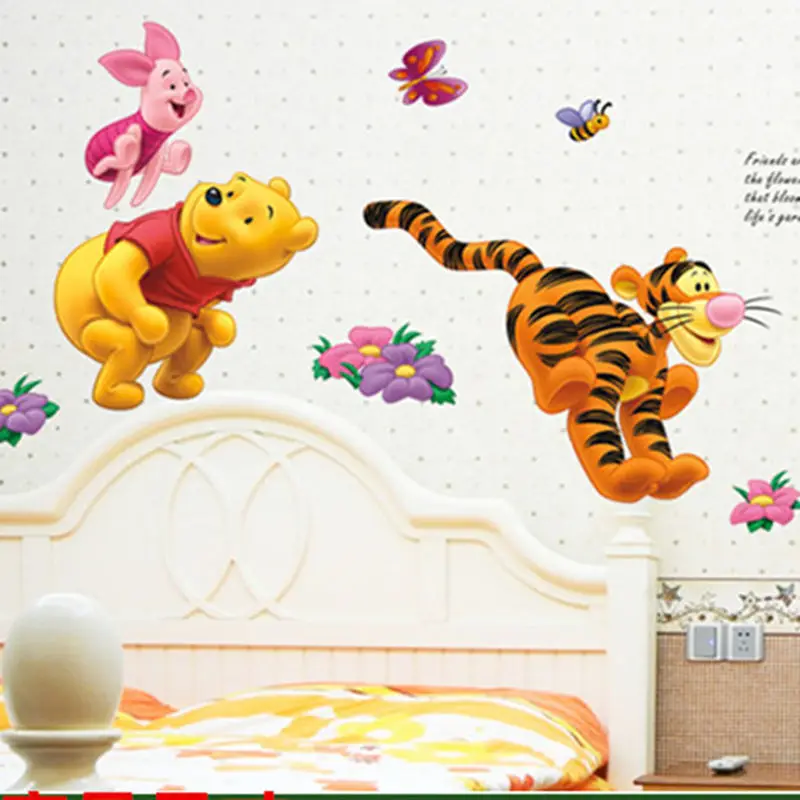 Cartoon Cute Winnie Pooh tree wall stickers for kids rooms boys girl home decor wall decals nursery decoration wall poster gift