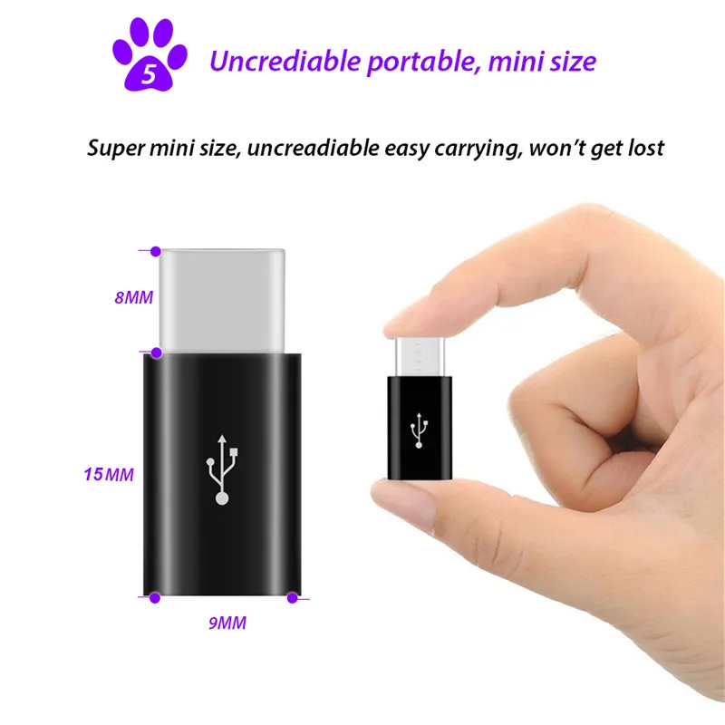 8MM Long USB Type-C Adapter For Blackview BV9600 Pro P6000 MAX 1 BV7000 UMIDIGI S2 Crystal Vernee X bluboo USB C Converter Cable