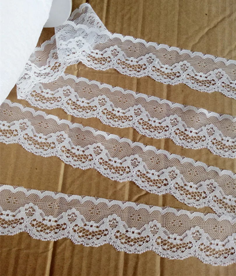 Width 40mm 15yards white Embroidered Net Lace Trim fabric Garment ribbon headband wedding party decoration DIY Accessorie #728