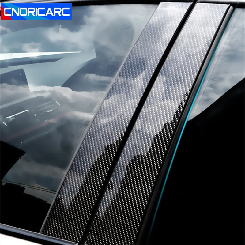 

6pcs Carbon Fiber Car Door Window B-pillars Panel Cover Trim Stickers For BMW 1/3 Series F30 E46 E90 F20 Exterior Accessories