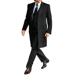 Black Long Overcoat Custom Made Men Fashion Long Coat 2018, Bespoke Topcoat Gentleman's Essentials