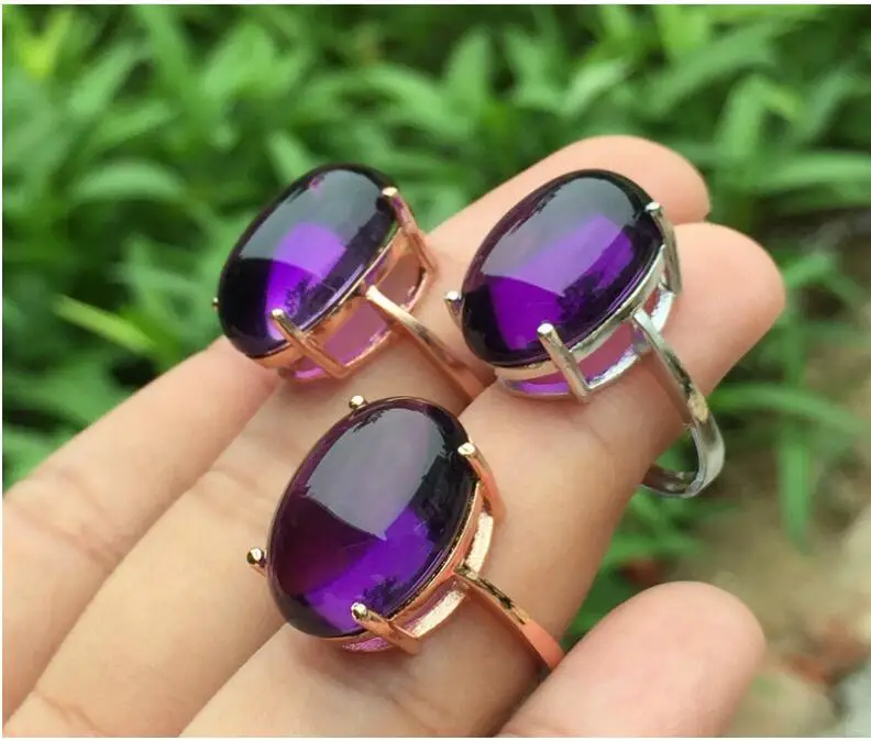 

Free shipping Amethyst ring Natural and real amethyst 925 sterling silver 12*16mm big gemstone Women rings