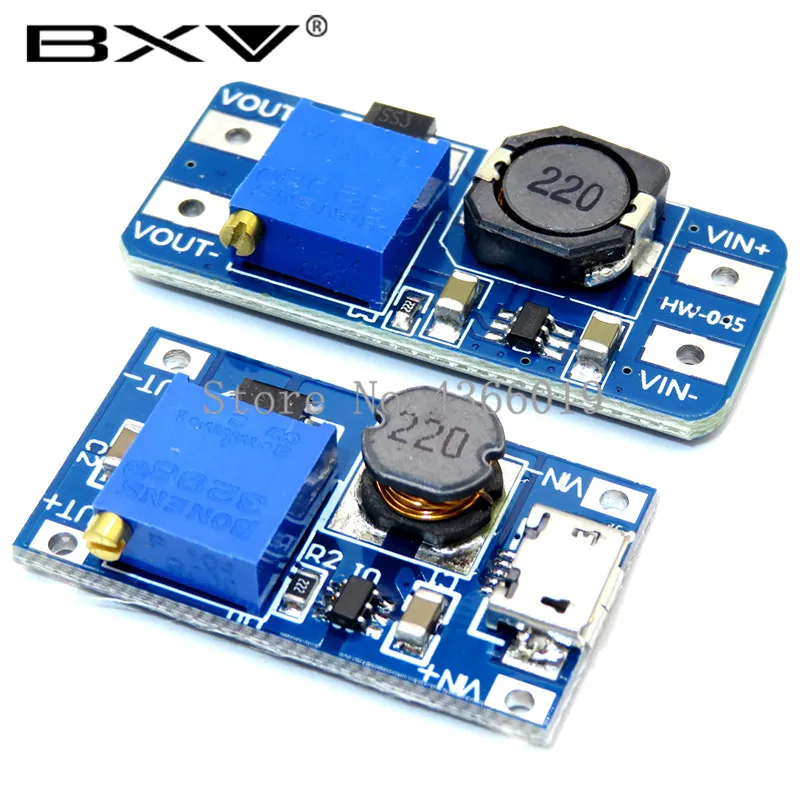 1PCS MT3608 DC-DC Boost Regolabile Modulo 2A Piastra di Spinta Step Up Modulo con MICRO USB 2V-24V a 5V 9V 12V 28V