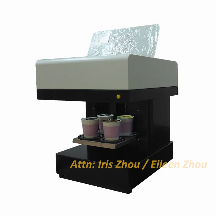 

2020 new 3D inkjet printer for coffee, cappuccino, biscuits ,pizza,chocolate ,cake,hamburger, flowers printer for 4 cups