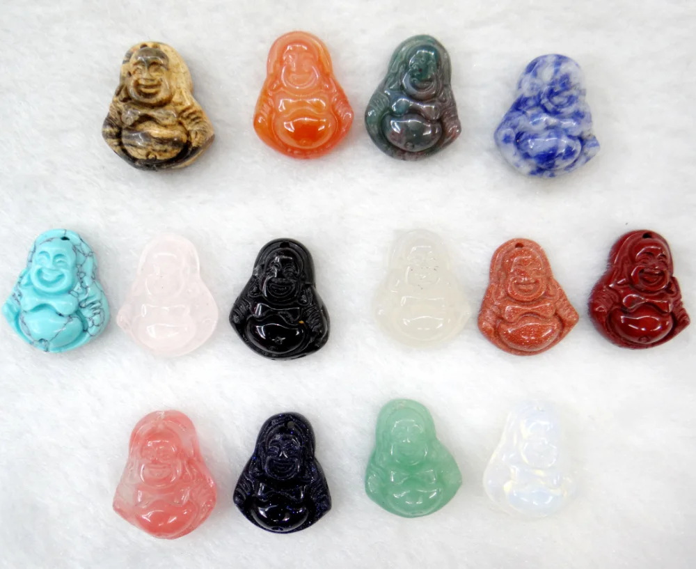 

Wholesale Unique natural india onyx aventurine stone carved buddha pendants Gems beads for diy jewelry Making necklace 6Pc/lot