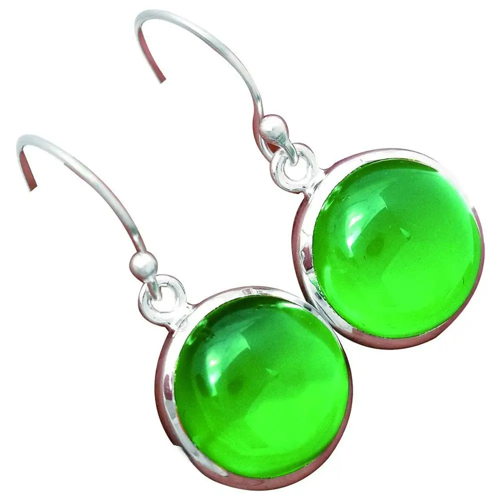 Lovegem Genuine Green Onyx Earrings 925 Sterling Silver,30mm, AE1167