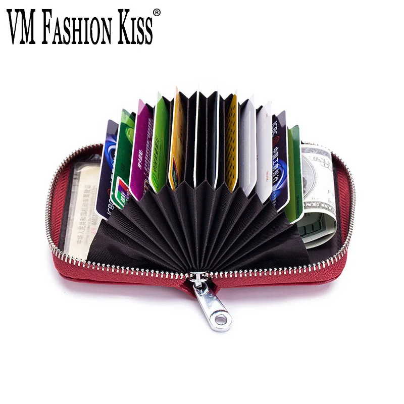 

VM FASHION KISS RFID Genuine Leather Credit Card Holder /Case High Quality Business Card Holder Wallets Pillow Card Holder Purse