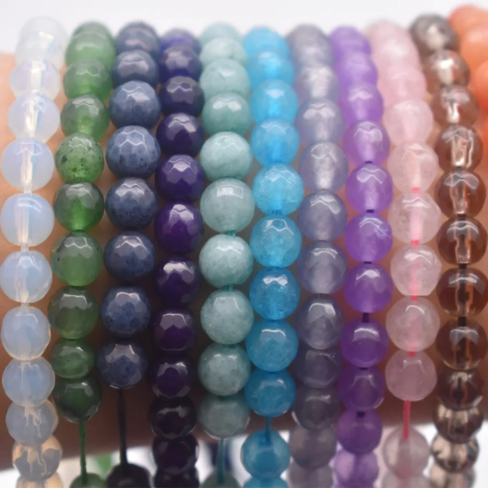 Yanqi 6mm Pink Opal Onyx Stone Beads Round Cut&Faceted Stone Beads Carnelian For Making Jewelry Diy Crafts Bracelet Accessories