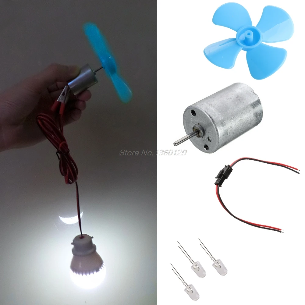 Micro Wind Turbinen Generator Mini Motor Mit Klingen LED DIY Kit Großhandel & DropShip