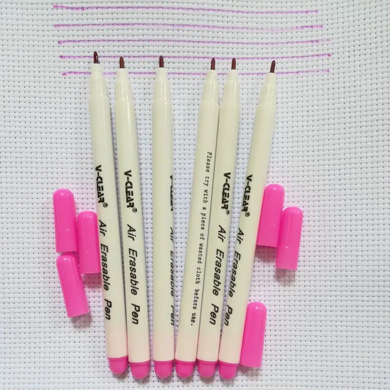 

VCLEAR 6 pcs Fabric Marker Air Erasable Pen With Vanishing Ink Pen Fabric Marking Pen For Clothing DIY Needlework Sewing Tools